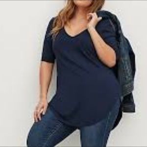 NWOT Torrid Super Soft Knot Favorite V-Neck Tunic Size 3 Navy Blue